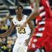 Michigan freshman Caris LeVert handles the ball in the game against Saginaw Valley State on Monday. Daniel Brenner I AnnArbor.com